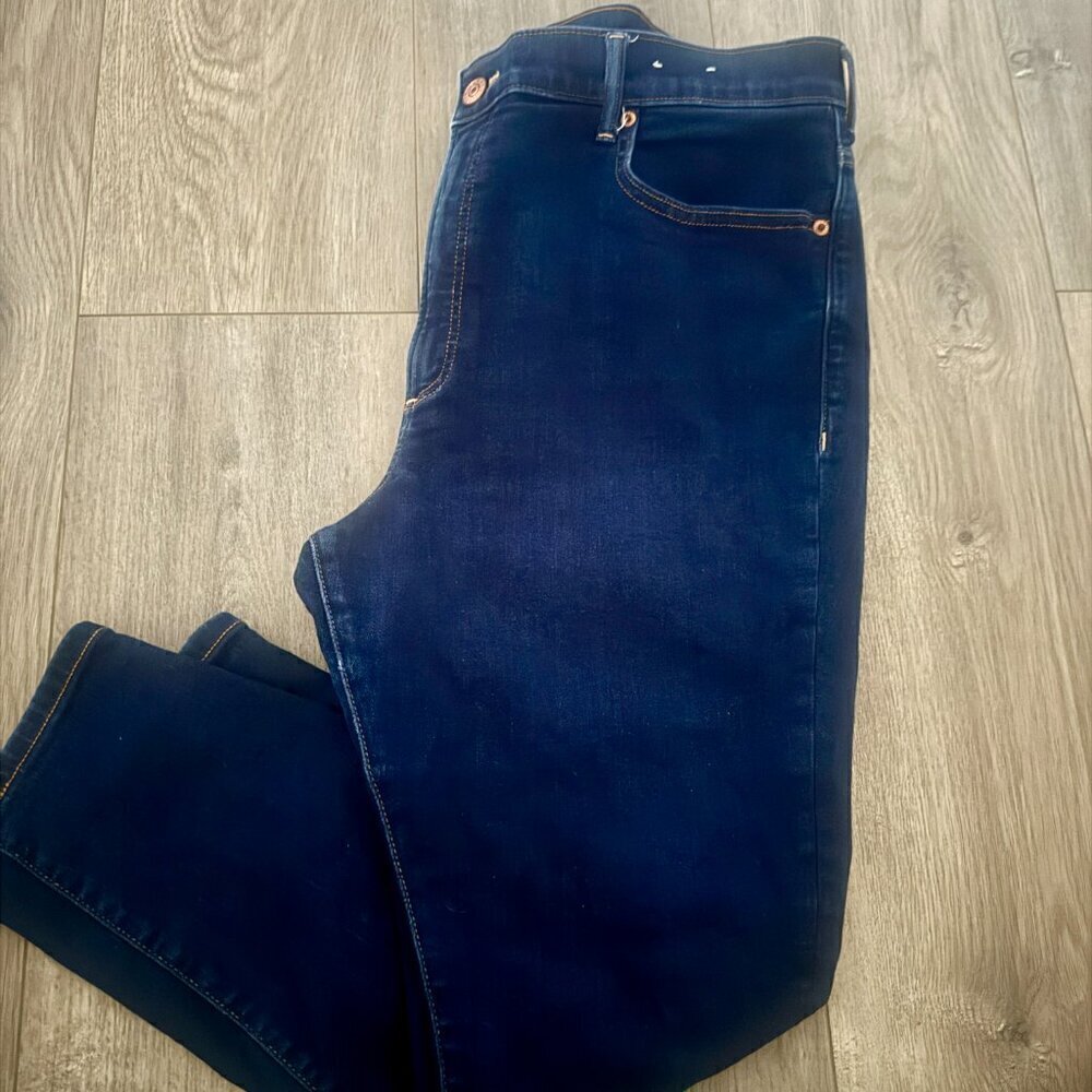 👖 Express High Waisted Denim Perfect Ankle Leggings – Medium Wash, 16 Short